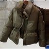 Casual Solid Women's Cotton Coats Back Zippers Stand Collar Thicken Waist Jackets Autumn Winter Lady Outwear