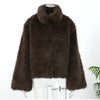 Brown Faux Fur Thicken Coat Women Lapel Long Sleeve Warm Winter Jacket Lady Chic Snap Button High Street Elegant Outerwear