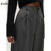 Women's High Waist Striped Straight Leg Pants Vintage Zipper Loose Solid Color Pants Office Casual Women's Pant