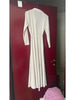Pleated Long Sleeved Single Breasted Bud Cardigan Dress Ear Belt Women Thai Elegant Causal Designer Clothing