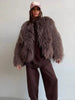 Brown Fluffy Faux Fur Jacket Women Lapel Long Sleeve Loose Warm Coat Winter Lady High Street Outerwear