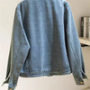 Retro Lady Stand-up Collar Jeans Top Outwear Femme Leisure Short Denim Coat Spring Autumn Women Long Sleeves Cowboy Jacket