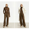 Minimalism Casual Pants for Women Autumn Wide Leg Loose Vertical Elastic Waist Drawstring Sporty Trousers 12343338