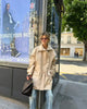 Beige Belted Long Outerwears Women Stand Up Collar Long Sleeve Loose Coat Autumn Streetwear Office Lady Tops