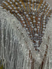 Stock Women Sparkly Rhinestones Pearls Tassel Sexy Mesh See-Through Dress Latin Dance Outfits Bars Nightclub Party Stage Costume