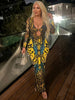Sexy See Through Dress Woman Butterfly Print Metal Ring Hollow Full Sleeve Splits Clubwear Midnight Elegant Bodycon