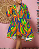 Women Sexy Printed Shirt Dresses Chic V Neck Loose Long Sleeve Dress Causal Vacation Female Mini Vestidos Robe Clothing