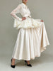 White Two Piece Set for Women Lapel Flare Sleeve Spliced Ruffles Lace Blouse High Waist Simpel Vest Dress Fairy Suit Female
