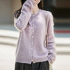 Winter Women's Clothing Tops Brushed Wool Cardigans O Neck Yellow Warm Causal Sweater Soft Solid Knitted Coats B1713005