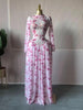 Women Long Sleeve Tie Dye Print O-neck Big Swing Midi A-line Long Maxi Dress Elegant Evening Birthday Party Dresses