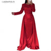 Women Party Dress Long Sleeve Sequins Empire Mesh Elegant O-neck Lady Big Swing Banquet Temperament Clothing