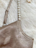 Pearl Strap Satin Slip Retro Dress Women's Elegant Solid Color Dress Strap Handmade Beaded Waist Collection Satin Gilded Dresses