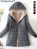 Mid Length Korean Edition Hooded Fit Women Jackets Autumn Winter Mid-length Office Cotton Coats Warm Lamb Fleece Parkas