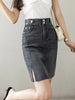 Autumn Plus Size Skirt For Women High Waist Large Size Slit Black Or Blue Jeans Skirts Korean Slim Jupe Femme