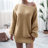 Sexy Wrap Hip Sweater Dresses Women Loose Korean Casual Knitted Dress Autumn Winter Lantern Sleeve Comfortable Female Short Gown