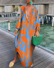Autumn Women's Print Casual Dress V-neck Long Sleeve Loose Holiday Party Long Dresses For Women Robe Femme