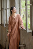 Vintage Women Ramie Cotton Dresses V-Neck Long Sleeve Spring Robes Loose Chinese Style Tie-dye A-Line Dress
