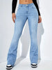 Women Flare Stretch Moustache Jeans Skinny Bell Bottom High Waist Gray Denim Pants Lady Classic Y2K Punk Long Trousers