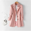 Spring Autumn Solid Trench Coat Women Single-Breasted Khaki Black Pink Beige Windbreaker Outerwear Casual Tops JH33