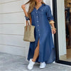 Spring Autumn Casual Shirt Long Dress Elegant Long Sleeve Button Loose Holiday Party Dresses For Women Robe Femme