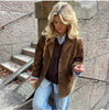 Autumn Winter Women Jacket With Lapel Woman Casual Single Breasted Pocket Long Sleeve Short Coat Street Overcoat