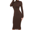Winter Black Turtleneck Sexy Women Dress Autumn Long Sleeve Skinny Midi Boydcon Casual Blue Plush Knee-Length Party