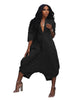Women Plus Size Jumpsuit Business Casual Black Shirt Collar 3/4 Sleeve Pocket Harem Pants Rompers Single Breasted Loose Outfits