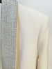 Designer Long Blazer Women's Stylish Backless Diamonds Beaded Shawl Collar Long Blazer