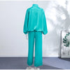 Loose Glossy Satin Solid Sports Jacket Pants Sets Women Stand Zipper Long Sleeve Coats Drawstring Wide Leg Pant Spring Suit