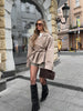 Women Casual Solid Lace Up Short Trench Coat Chic Long Sleeve Wide Shoulder Loose Windbreaker Spring Lady Street Outerwear