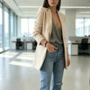 Casual Solid Color Lapel Blazer Women Long Sleeve Open Front Office Suit Jacket Elegant Business Outerwear