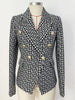 High Street Designer Jacket Women's Double Breasted Lion Buttons Geometrical Jacquard Blazer