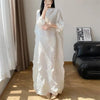 Women's Pleated Dress Elastic Loose Three Quarter Sleeve Stand Collar Dresses With Irregular Pleats2DB8596
