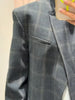 Women Irregular Plaid Blazer Jacket Stand Collar Full Sleeve Split Loose Short Coat Female Daily Commute Outerwear