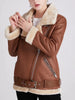 Winter Coats Women Thick Faux Leather Fur Sheepskin Coat Female Fur Spliced Jacket Aviator Outwear Casaco Feminino