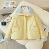 Down Cotton Jacket Women's Short Lamb Wool Loose Cotton Jacket Winter Korean Version Thick Bread Jacket Lemon Yellow