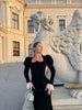 Full Sleeve Lace Patchwork Velvet Maxi Dress Women Elegant Stand Collar Puffed Slim Long Sexy Gowns Lady Evening Dinner Dresses