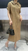 Pleated Dress for Women Single-Breasted Cardigan Jacket Versatile Loose Gold Lapel Long Pleated Skirt