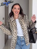 Dalmatian Faux Fur Jackets Women Lapel Collar Single Breasted Slim Fit Long Sleeves Coats Lady Autumn Street Outwear