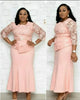 4XL 5XL Plus Size Christmas Dresses Women O Neck 3/4 Sleeve Long Maxi Dress Lace Patchwork Night Party Dress