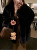 Faux Mink Fur Coat for Women Winter Thick Loose Hairy Casual Jacket Y2K Streetwear Long Sleeve Warm Fur Outerwear