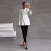 Elegant Solid Blazer Skirt Set Women Long Sleeve Button V-neck Blazer Lace See Through Long Skirts Spring Party Lady Suit