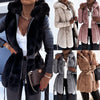 Women Autumn Winter Warm Faux Fur Coat Thick Women Long Coat Hooded Zipper Women Warm Coat with Belt Casaco Feminino