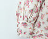 Women White Pink Flower Print Puff Long Sleeve Dress Open Buttons Wood Ears Ruffles Hem Mini Shirt Dresses Holiday Robe