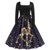 Women's Vintage Christmas Party Dress Long Sleeve Casual Print 50s 60s Elegant Year Celebration Customs