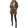 Women Winter Warm Faux Fur Coat Casual Turn-down Collar Leopard Jackets Ladies Streetwear Long Sleeve Pockets Overcoats
