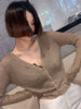 Pearl Button Women's Bright Silk Thin Sweater Coat Sexy V-Neck Knitted Sweater Top Gold and Silver Knitted Cardigan