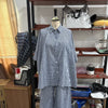 Loose Plaid Shirt Pants Two-piece Set Three Quarter Sleeve Oversize Blouses Wide Leg Pants Suit Women Casual Sets