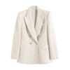 textured suit lapel long sleeved double row button pocket decoration Spring and Autumn women's versatile suit jacket