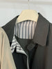 Retro Patchwork Stripes Women's Mid-Length Polo Collar Single-Button Coat Spring Korean Style Oversize Coats